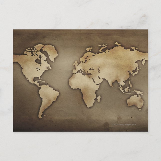 Close up of antique world map 4 postcard (Front)