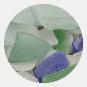 Close up of beach glass, Alaska Classic Round Sticker