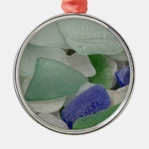 Close up of beach glass, Alaska Metal Tree Decoration