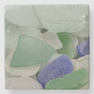 Close up of beach glass, Alaska Stone Coaster