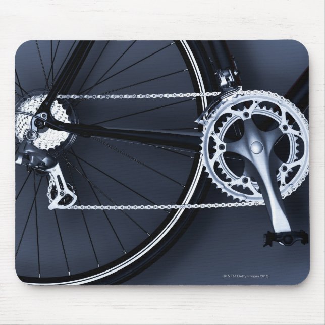 Close up of bicycle chain, pedal and gears mouse pad (Front)