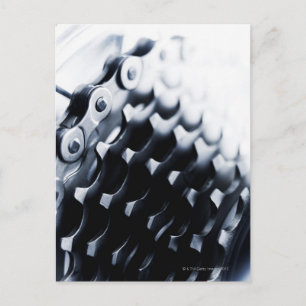 Close up of bicycle gears postcard