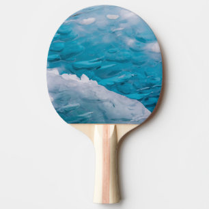Close-up of blue ice ping pong paddle