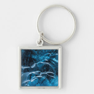 Close Up Of Blue Ice Walls Key Ring