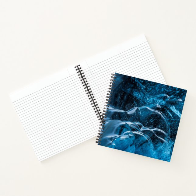 Close Up Of Blue Ice Walls Notebook (Inside)