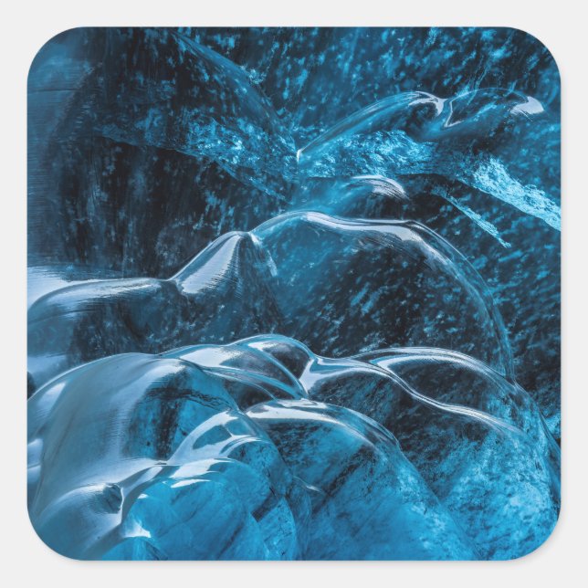 Close Up Of Blue Ice Walls Square Sticker (Front)