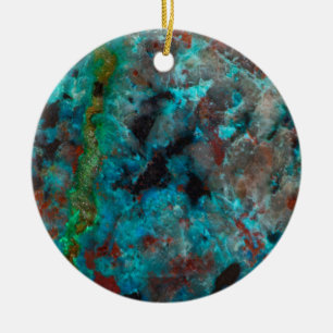 Close up of blue Shattuckite Ceramic Tree Decoration