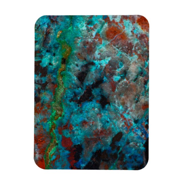 Close up of blue Shattuckite Magnet (Vertical)
