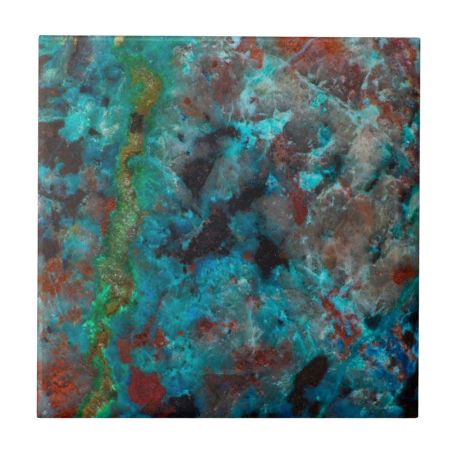 Close up of blue Shattuckite Tile (Front)