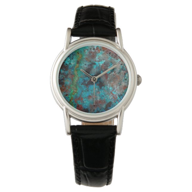 Close up of blue Shattuckite Watch (Front)