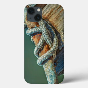 Close-up of boat cleat and rope iPhone 13 case