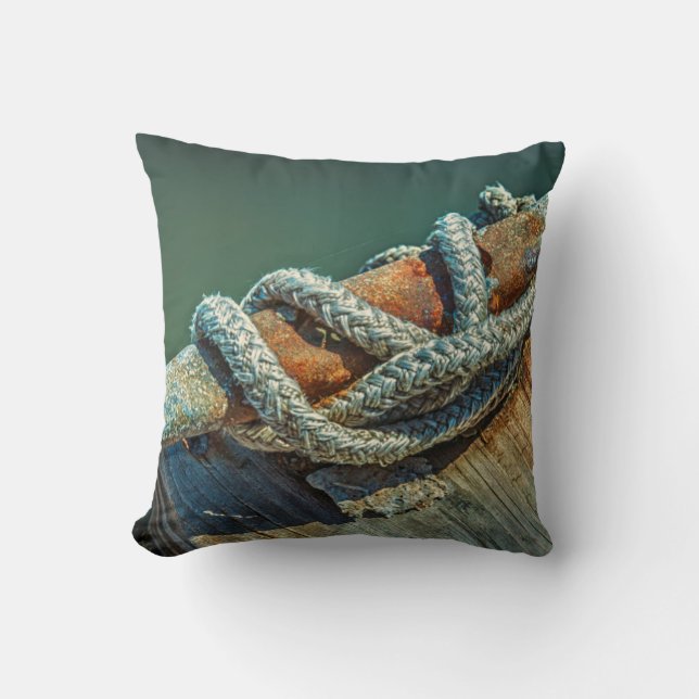 Close-up of boat cleat and rope cushion (Front)