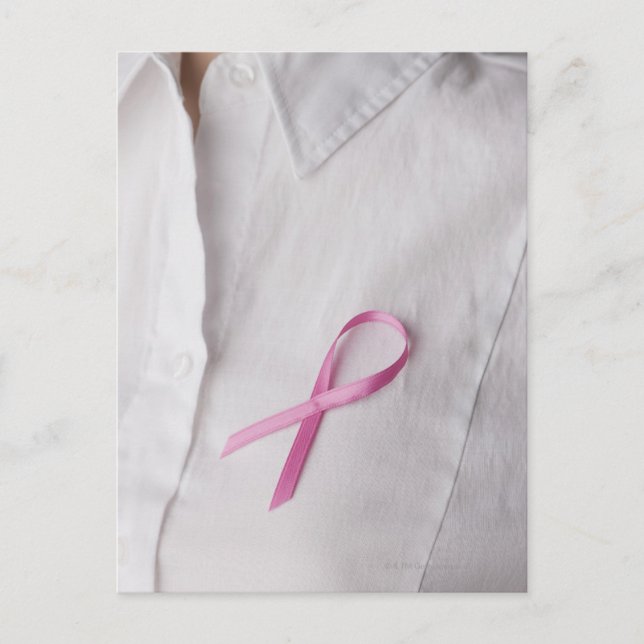 Close up of Breast Cancer Awareness Ribbon on Postcard (Front)