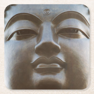 Close-up of Buddha statue Square Paper Coaster