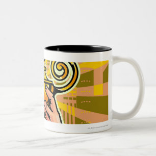 Close-up of businessman holding magic lamp Two-Tone coffee mug
