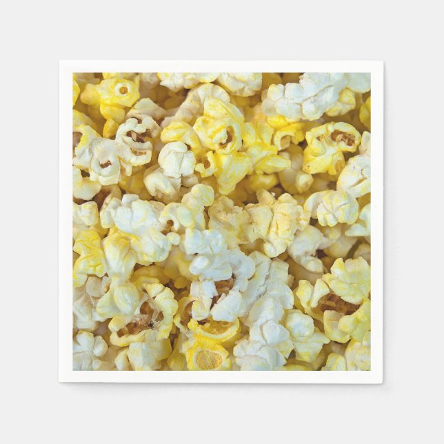 Close up of buttered popcorn napkin (Front)