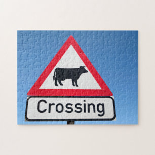 Close-Up Of Cattle Crossing Sign. Western Cape Jigsaw Puzzle