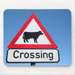 Close-Up Of Cattle Crossing Sign. Western Cape Mouse Pad
