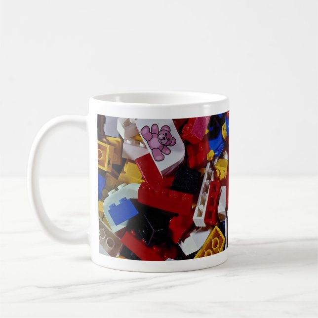 Close-up of children's building blocks coffee mug (Left)