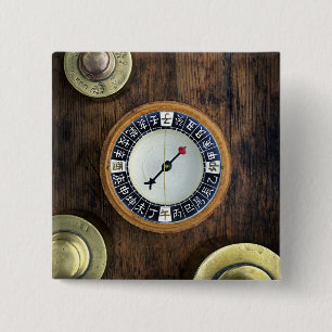 Close Up Of Chinese Compass And Gold Weights 15 Cm Square Badge