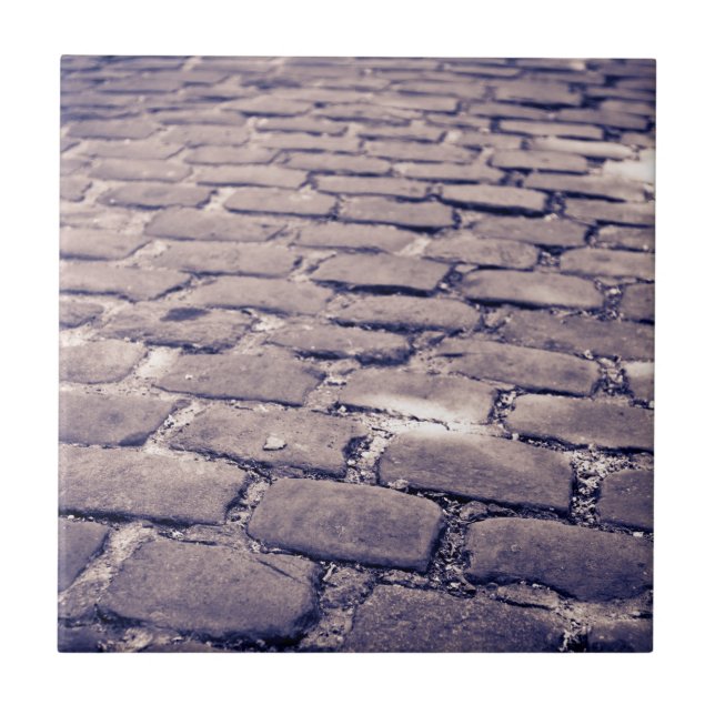 Close Up Of Cobblestone Street Ceramic Tile (Front)