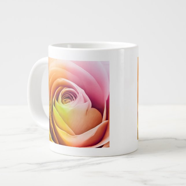 Close up of Colourful Rose Petals Large Coffee Mug (Front Left)