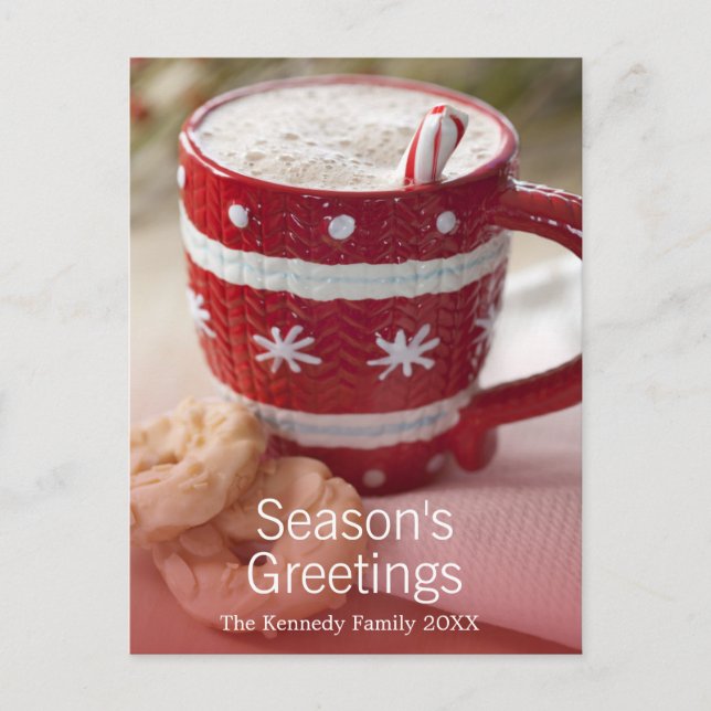 Close up of cookies and mug of hot chocolate postcard (Front)