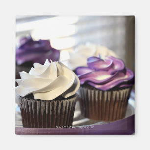 Close-up of cupcakes with selective focus on magnet