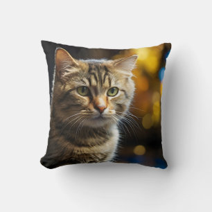 Close-up Of Cute Cat Gazing #2 Cushion