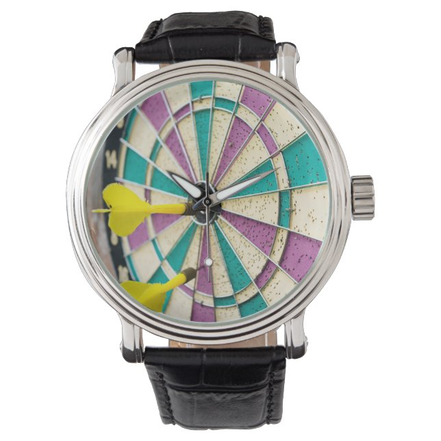 Close-up of dart board watch (Front)
