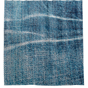 close-up of denim cloth shower curtain