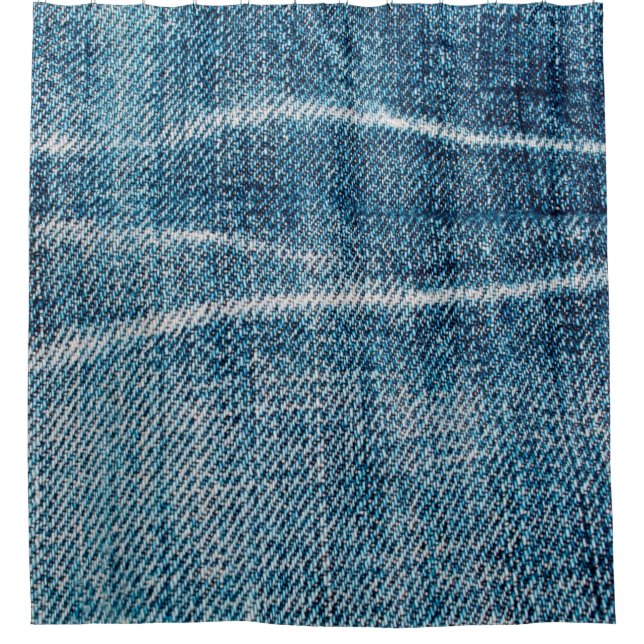 close-up of denim cloth shower curtain (Front)