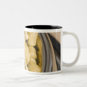 Close-up of dog food in a dog bowl Two-Tone coffee mug