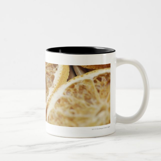 Close-up of dried slices of lemon Two-Tone coffee mug (Right)
