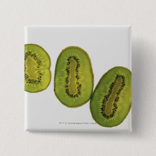 Close-up of five slices of kiwi fruit 15 cm square badge