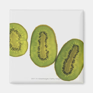 Close-up of five slices of kiwi fruit magnet