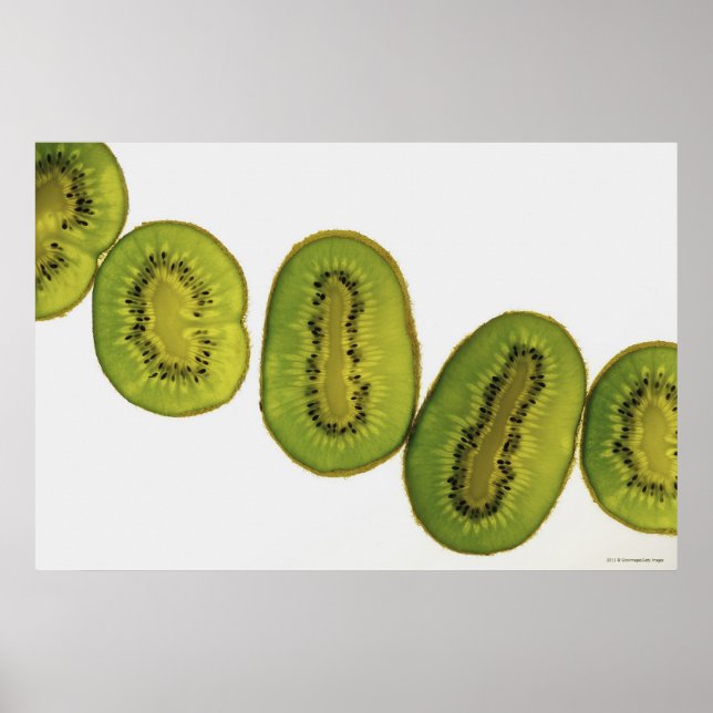 Close-up of five slices of kiwi fruit poster (Front)
