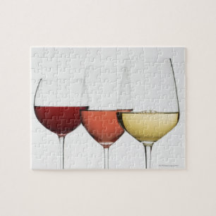 Close up of glasses of different wines jigsaw puzzle