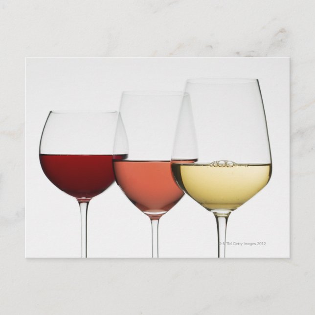 Close up of glasses of different wines postcard (Front)
