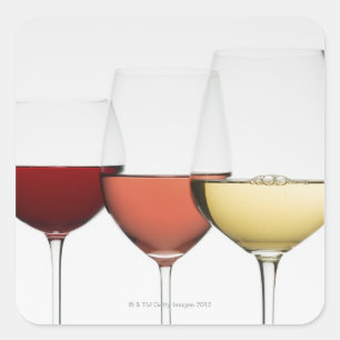 Close up of glasses of different wines square sticker