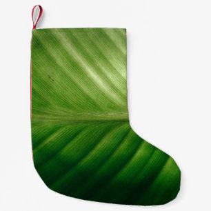 Close-up of green elaf small christmas stocking