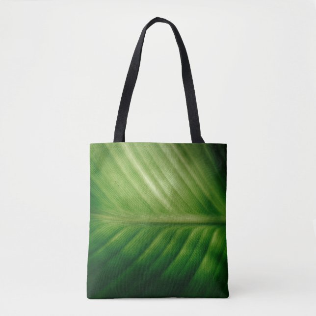 Close-up of green elaf tote bag (Front)