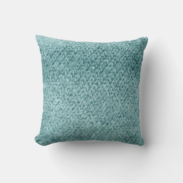 Close up of green knitted textured background.  cushion (Front)