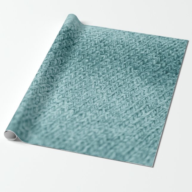 Close up of green knitted textured background.  wrapping paper (Unrolled)