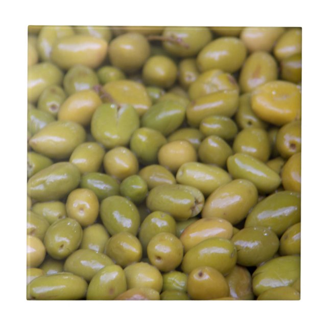 Close Up Of Green Olives Ceramic Tile (Front)