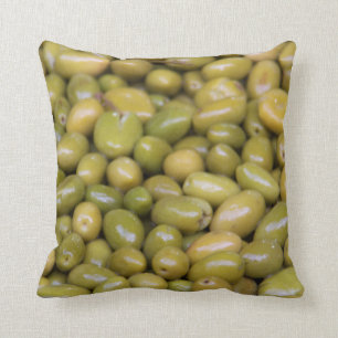 Close Up Of Green Olives Cushion
