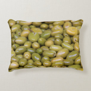 Close Up Of Green Olives Decorative Cushion