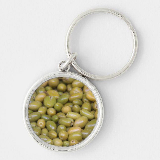 Close Up Of Green Olives Key Ring (Front)