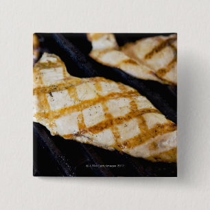 Close-up of grilled chicken breasts 15 cm square badge
