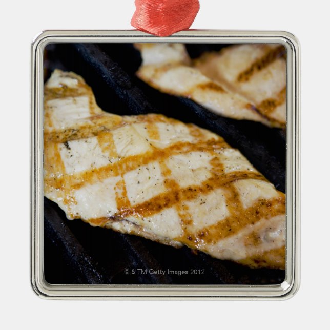 Close-up of grilled chicken breasts metal ornament (Front)